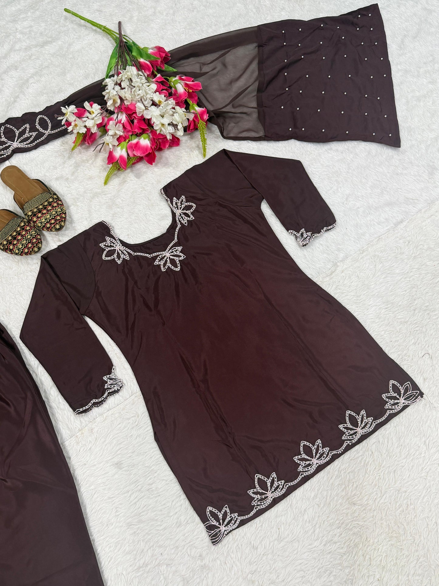 Designer Party Wear Farshi Salwar || 3Pcs Set ||