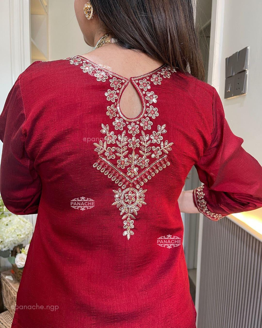 Elegant Designer Silk Suit | 3Pcs set | Embroidery and Sequence Work|