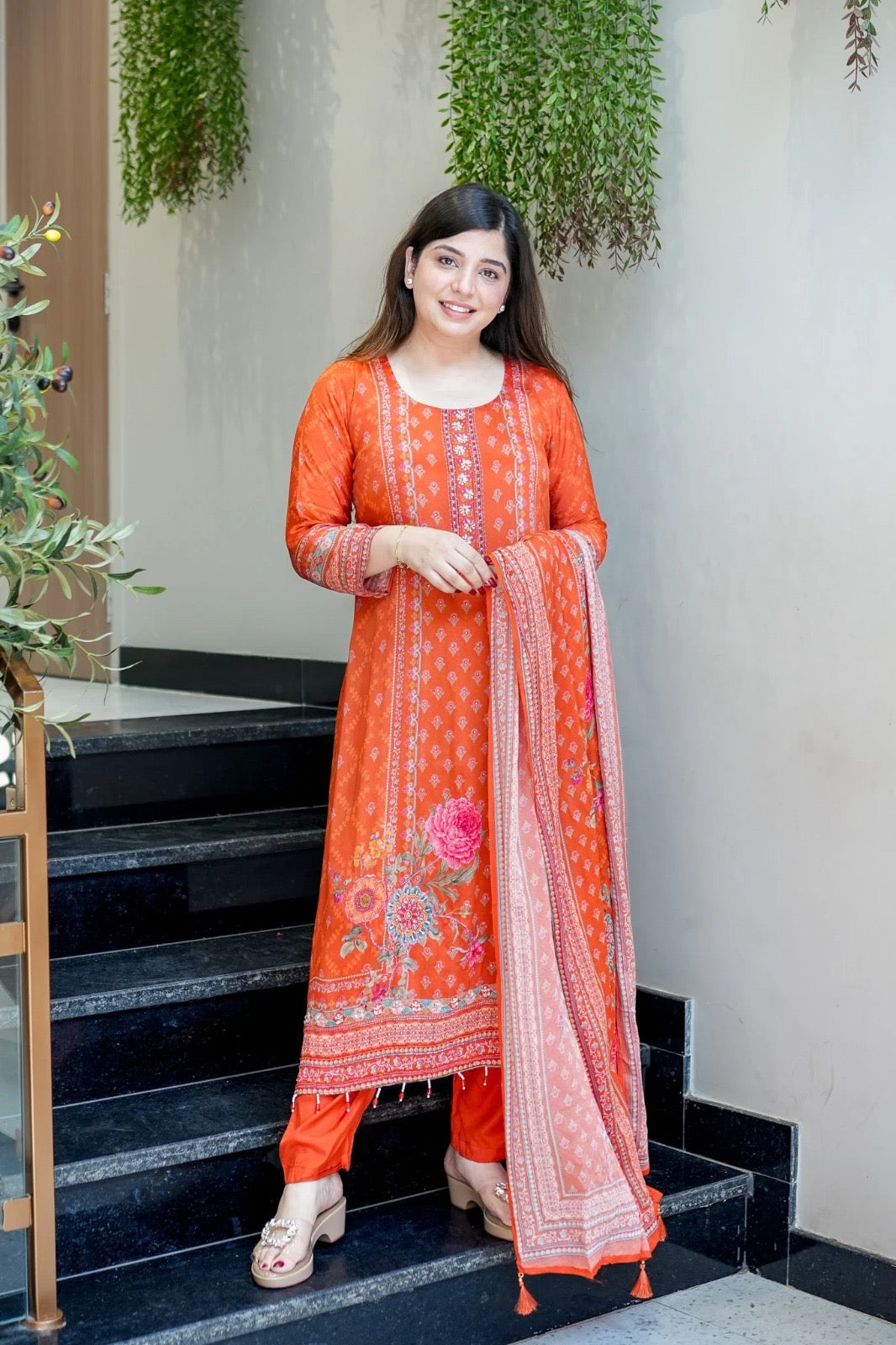 EriWaystyles Premium Floral Print Suit || Embroidery Mirror Work ||