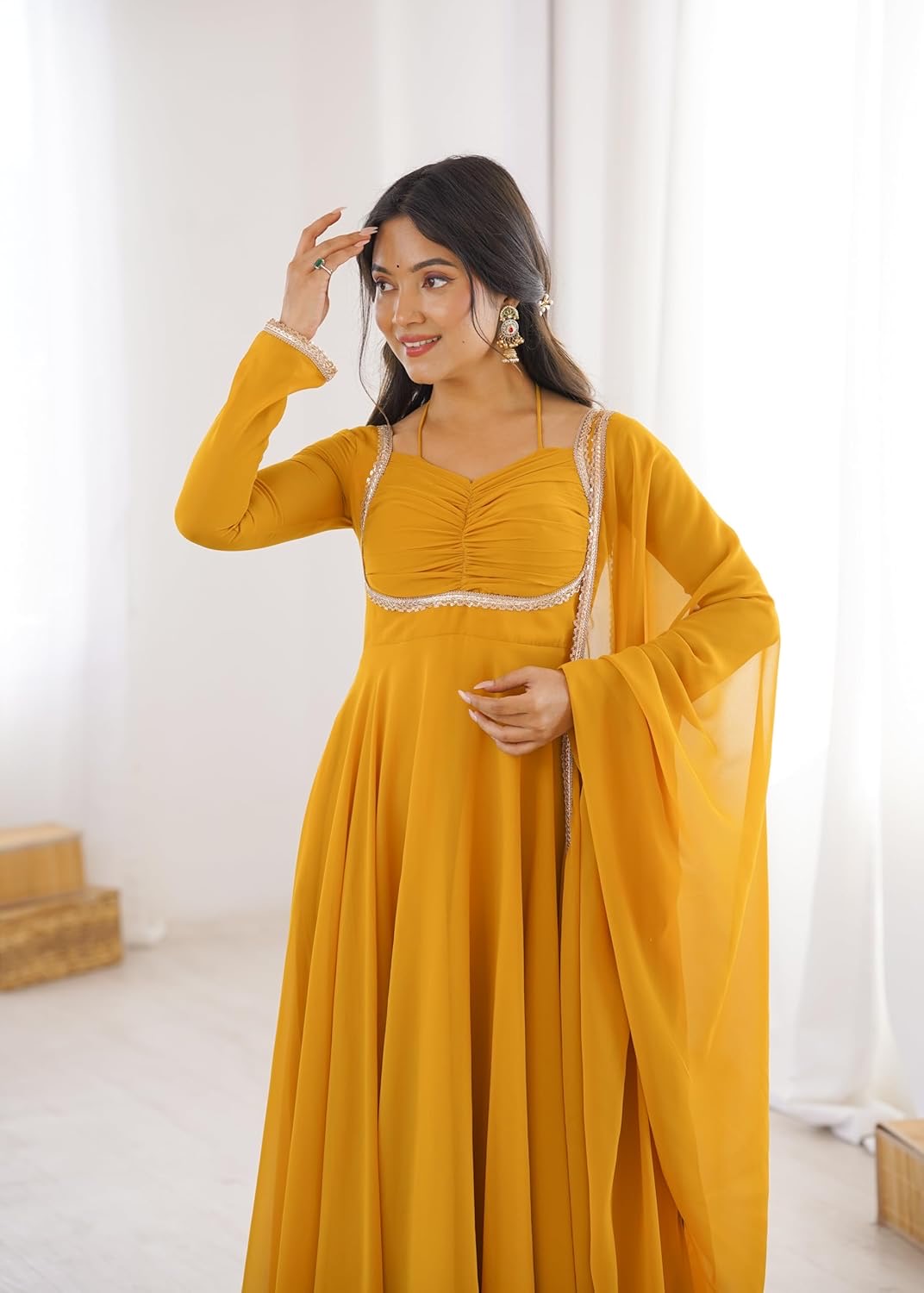 A Beautiful Anarkali Gown Suit || Flair Anarkali Dress || 3 PCs Set ||