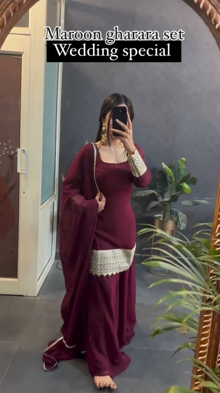 Designer party wear Plazzo Set | 3Pcs Set |