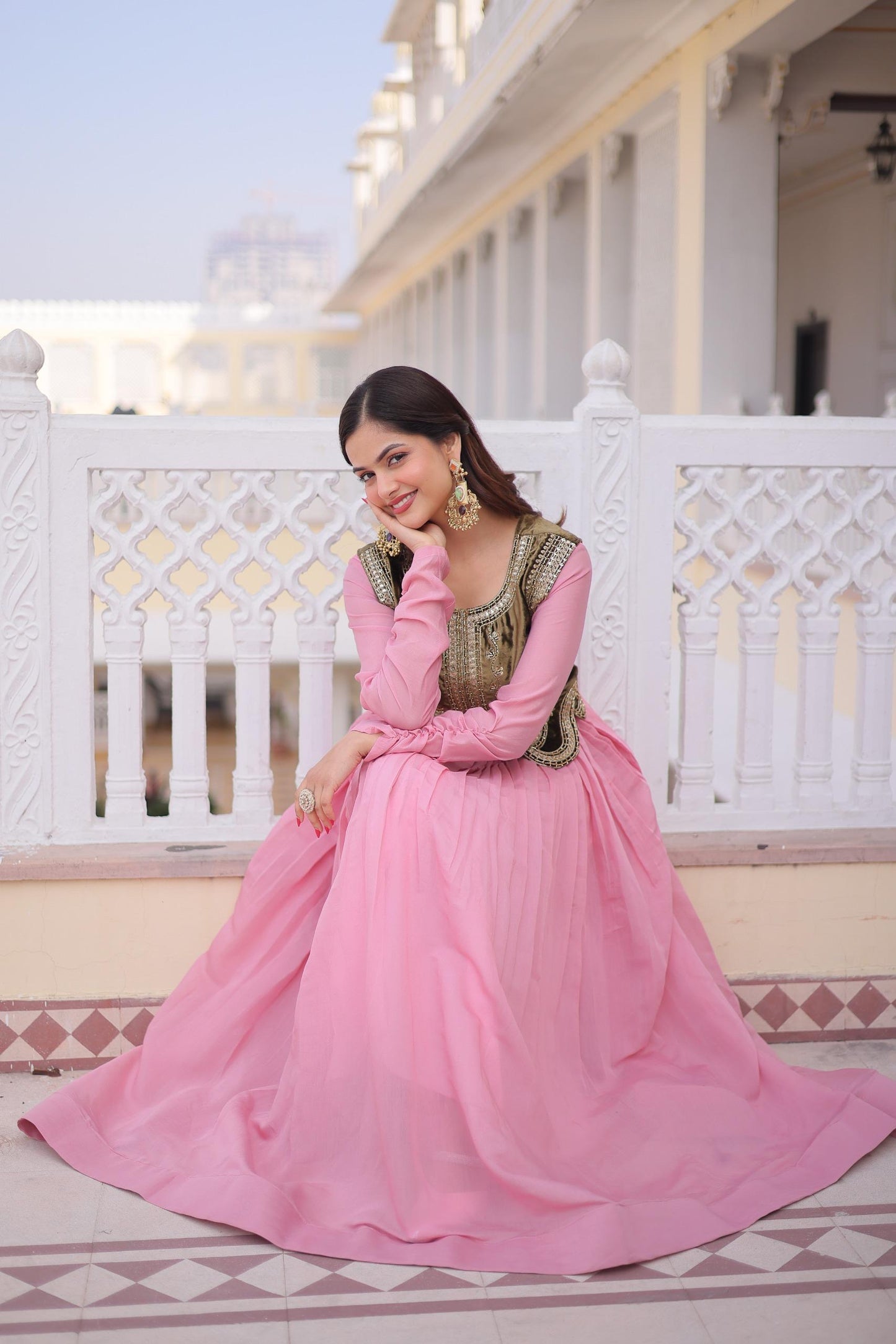 Beautiful Readymade Gown || Gown style || 2 PCs Set ||