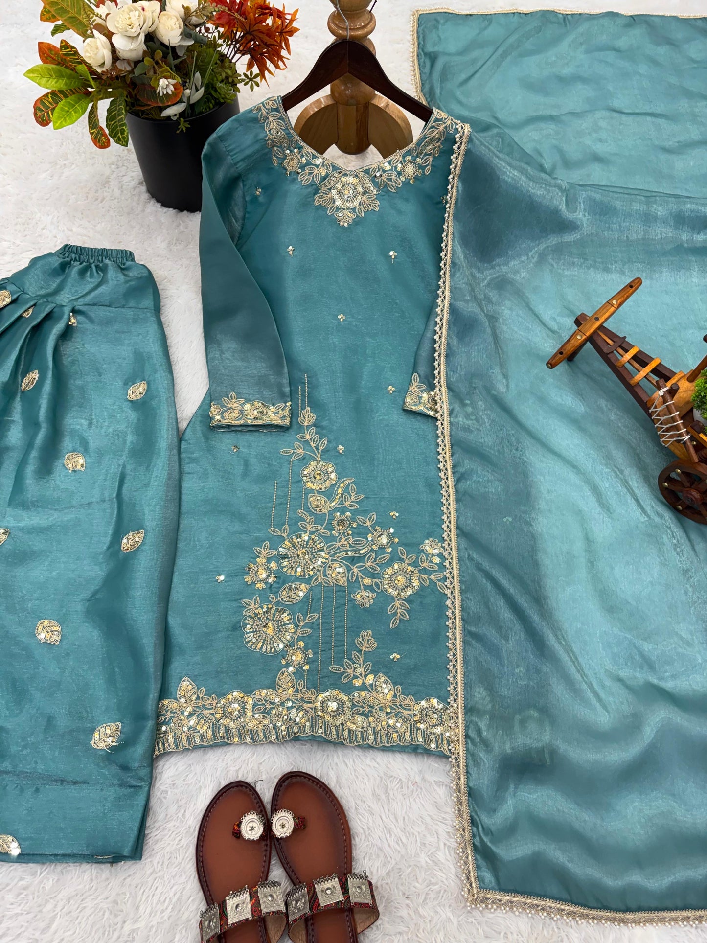 Ethnic Ready made Suit ||Farshi Style || Heavy Embroidery Work Set||