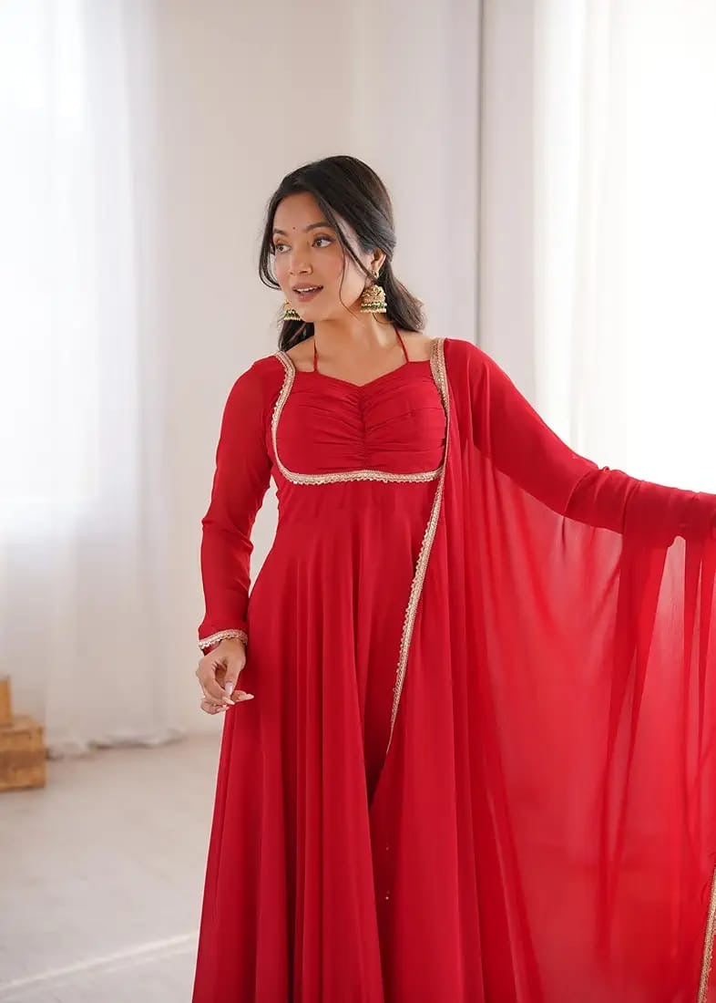 A Beautiful Anarkali Gown Suit || Flair Anarkali Dress || 3 PCs Set ||