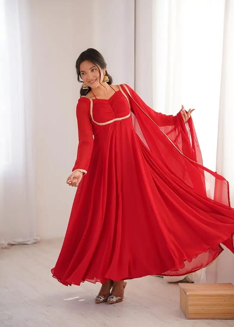 A Beautiful Anarkali Gown Suit || Flair Anarkali Dress || 3 PCs Set ||