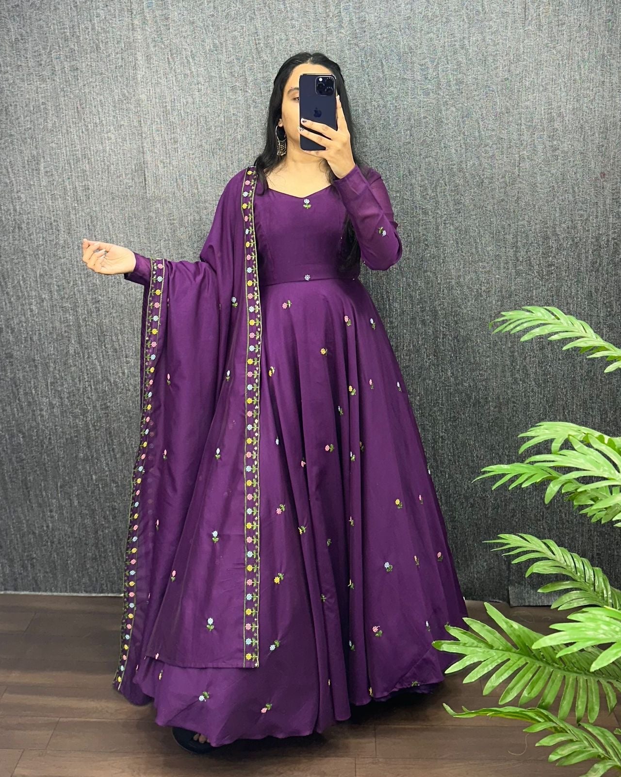 EriWaystyles presents Elegant Gown| 2Pcs Set | Long Embroidery Gown