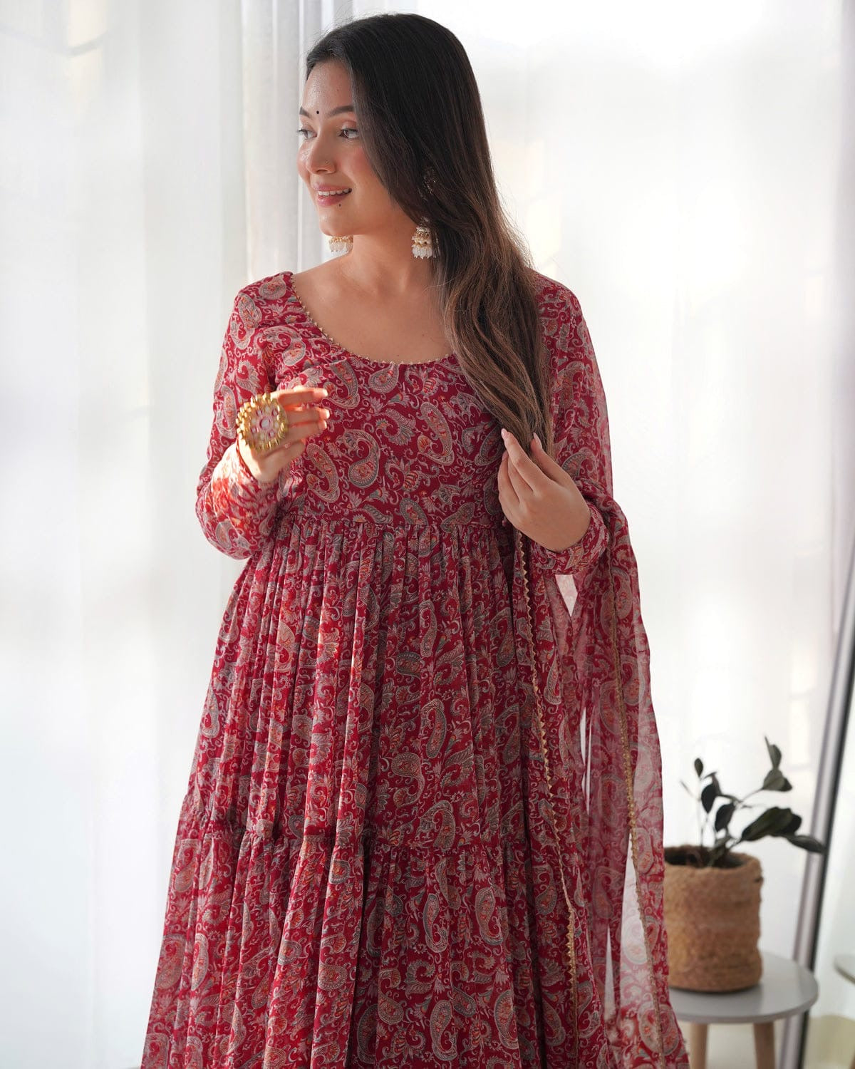 Designer Georgette Anarkali Suits ||  Flair Anarkali 3Pcs Set ||