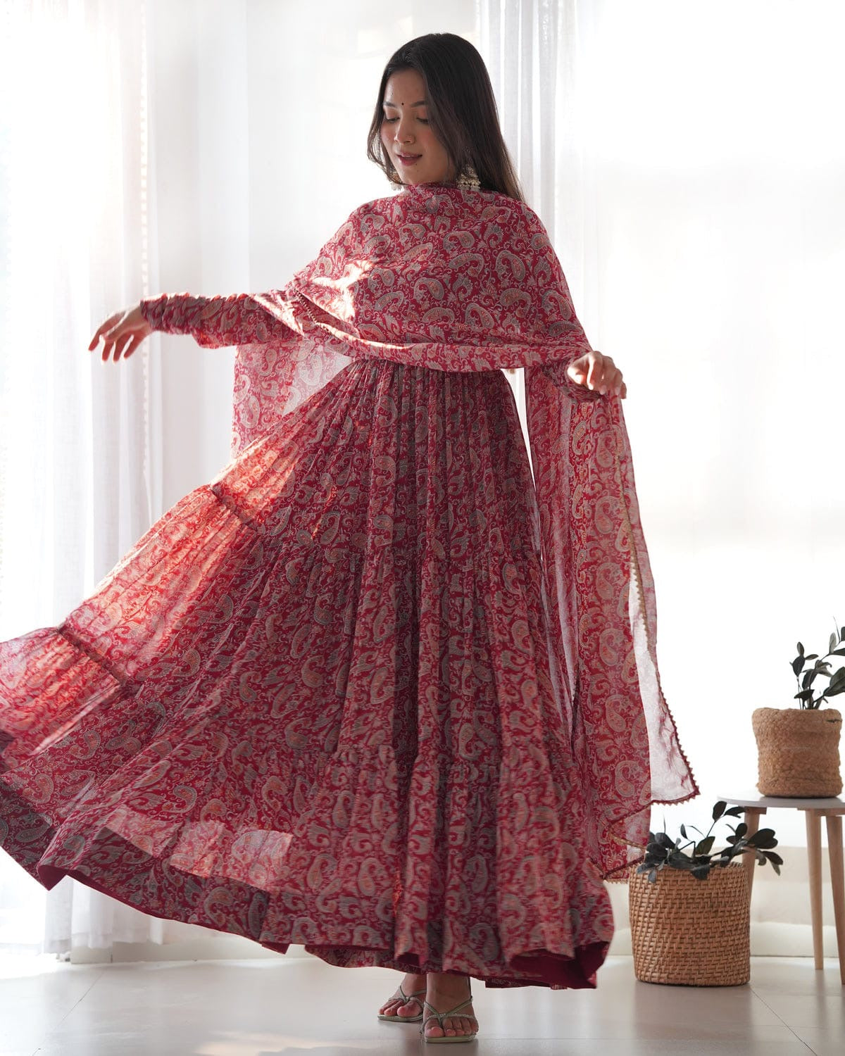 Designer Georgette Anarkali Suits ||  Flair Anarkali 3Pcs Set ||