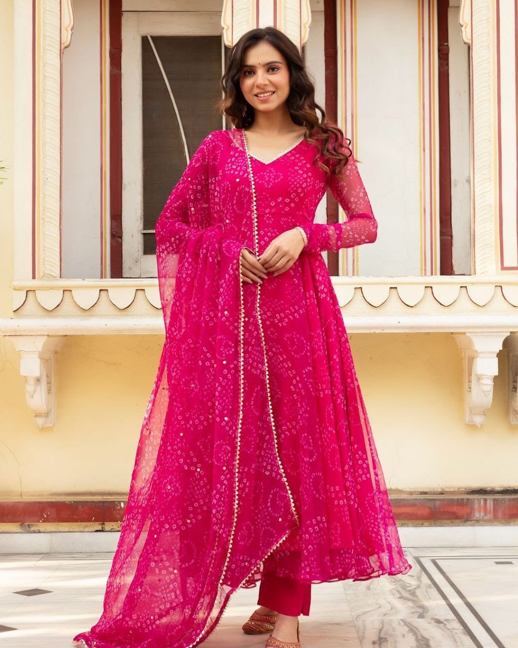Elegant Bandani Print Anarkali Suit || Anarkali style | 3Pcs Set |