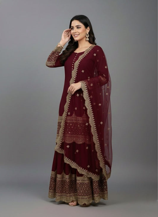 Elegant Embroidery Sequence Designer Sharara set!!!! Fully Stitched!!