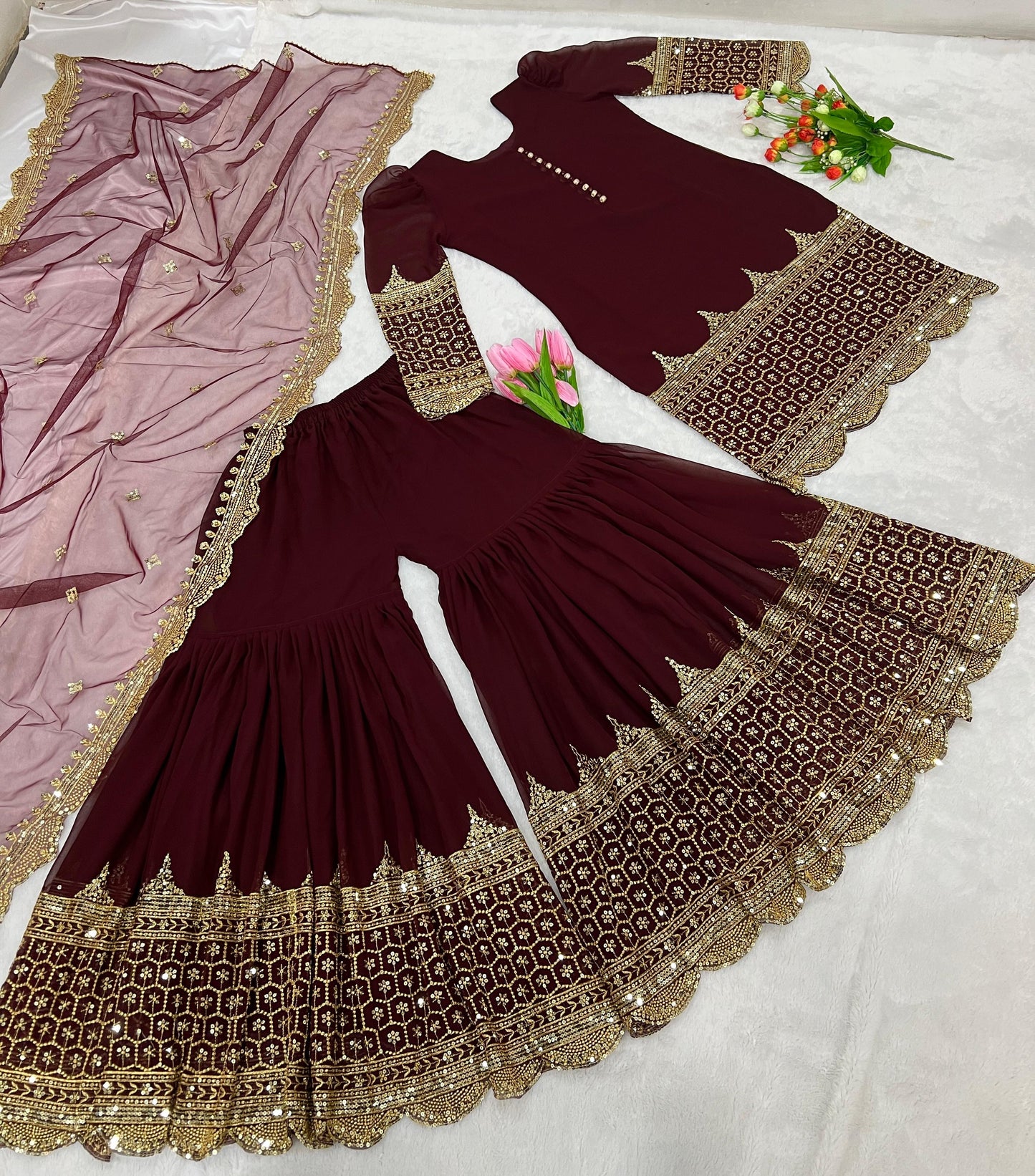 Elegant Embroidery Sequence Designer Sharara set!!!! Fully Stitched!!