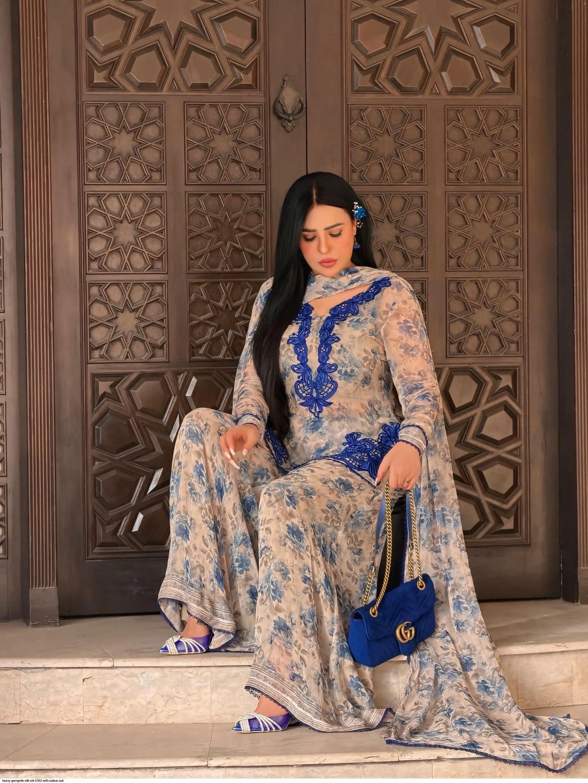 Elegant Design plazo Set || Embroidery Georgette 3Pcs Set||