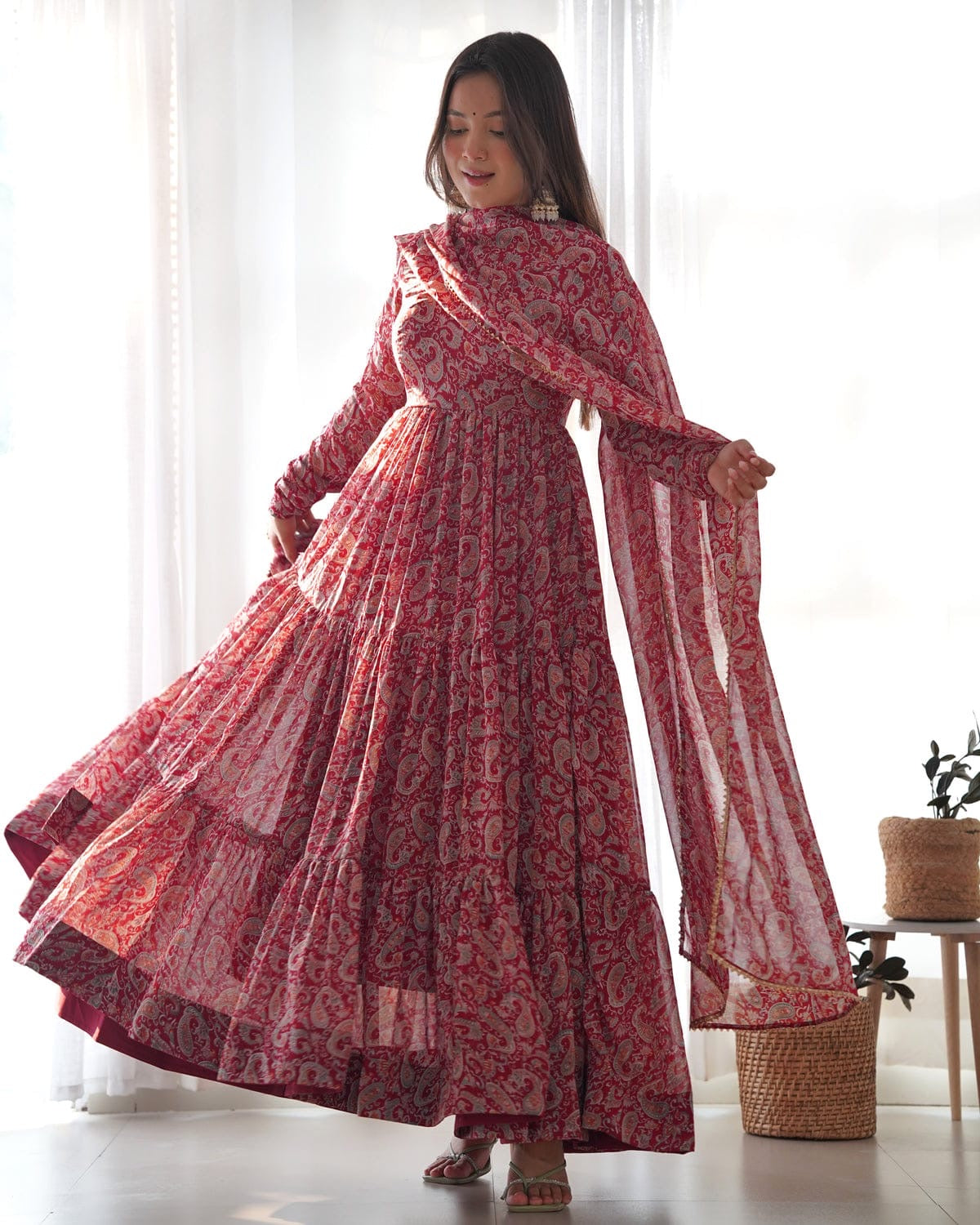 Designer Georgette Anarkali Suits ||  Flair Anarkali 3Pcs Set ||