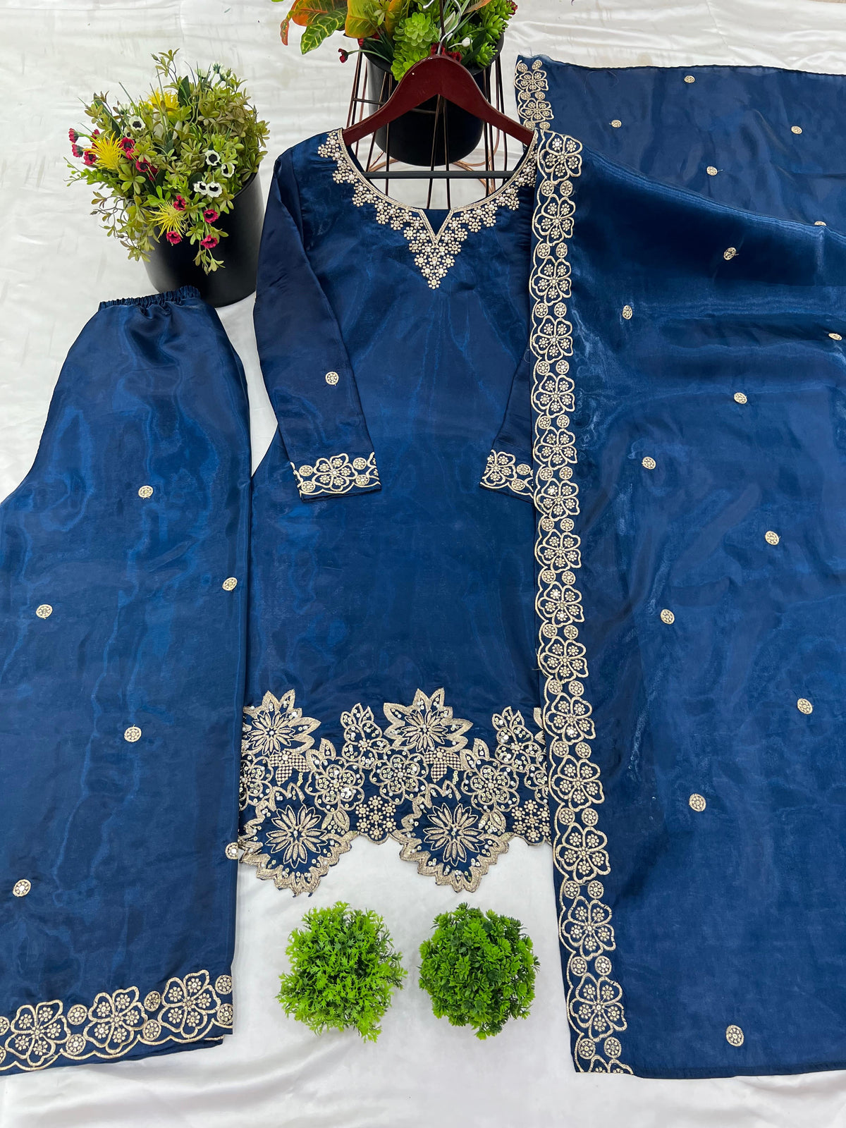 Beautiful Designer Fendy Silk Suits || 3Pcs sets ||