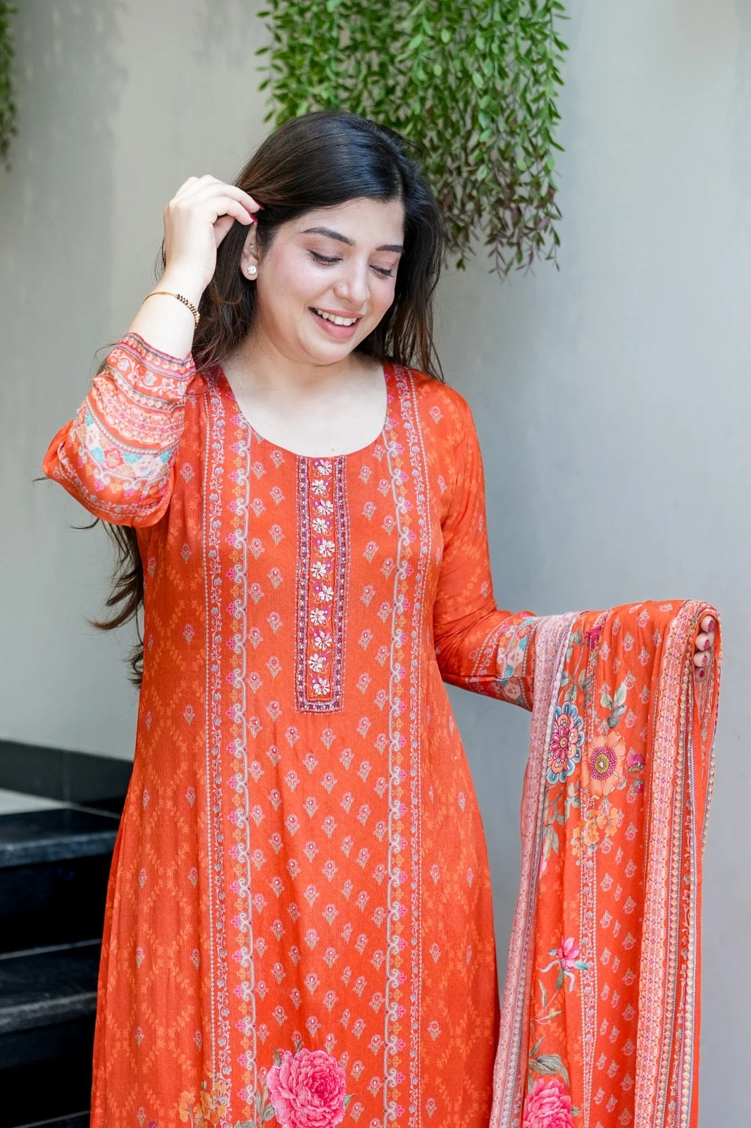 EriWaystyles Premium Floral Print Suit || Embroidery Mirror Work ||