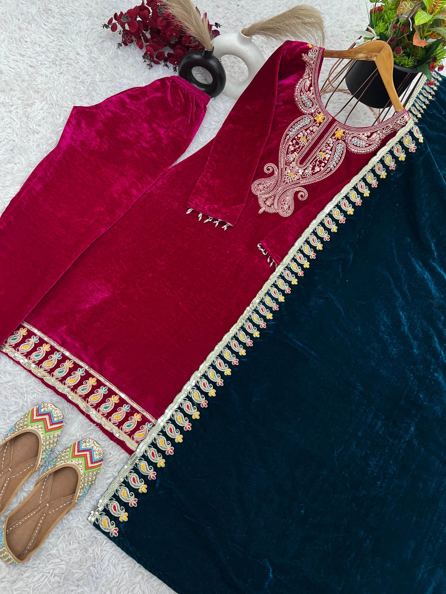 Designer Velvet Suit | Pure Velvet suit set | 3Pcs set