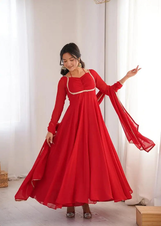 A Beautiful Anarkali Gown Suit || Flair Anarkali Dress || 3 PCs Set ||