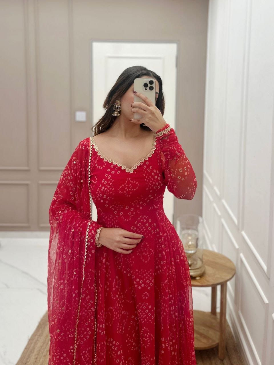 Elegant Bandani Print Anarkali Suit || Anarkali style | 3Pcs Set |