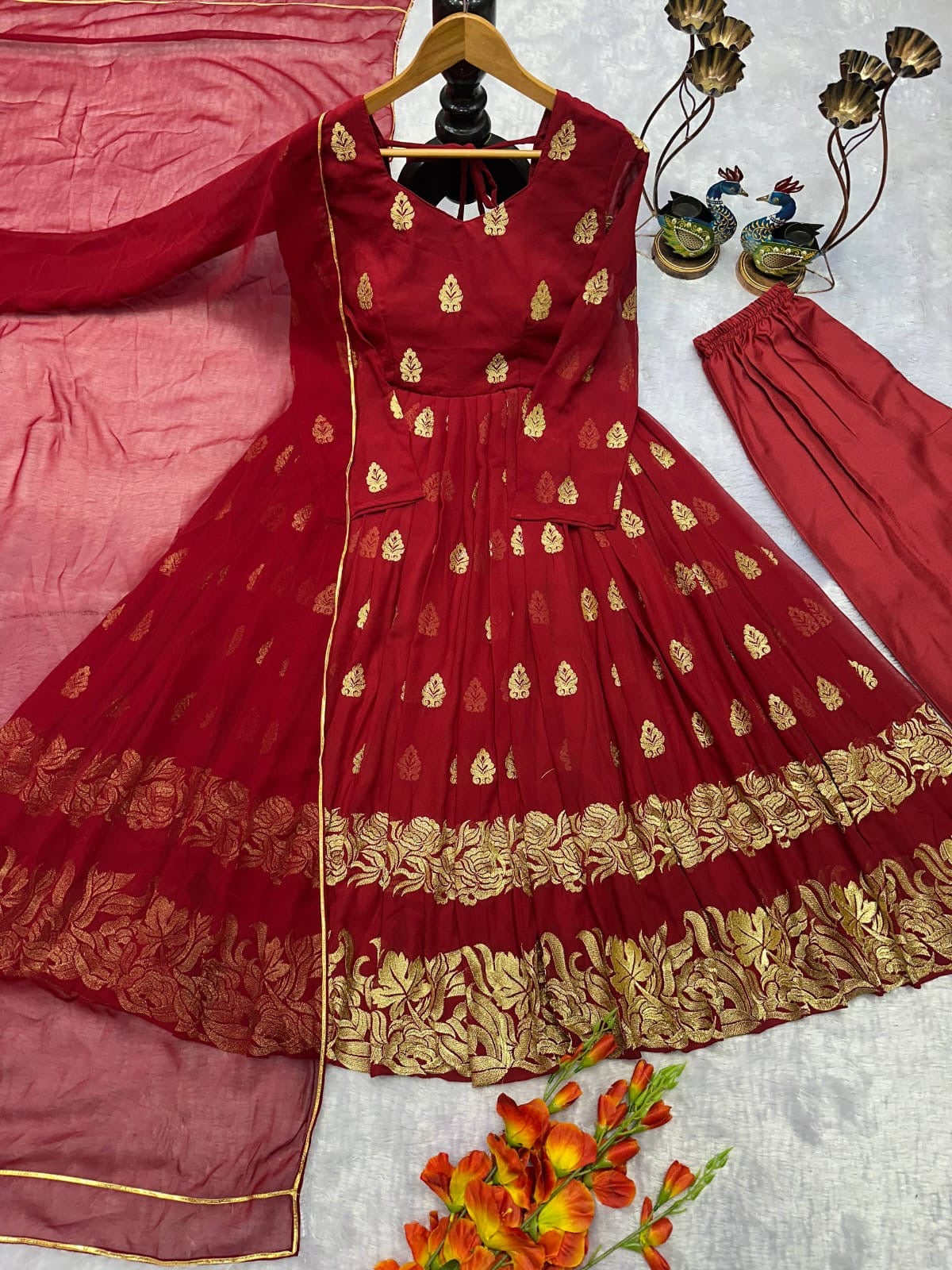 Designer Gown/Anarkali Suit  || 3 Pcs Set||