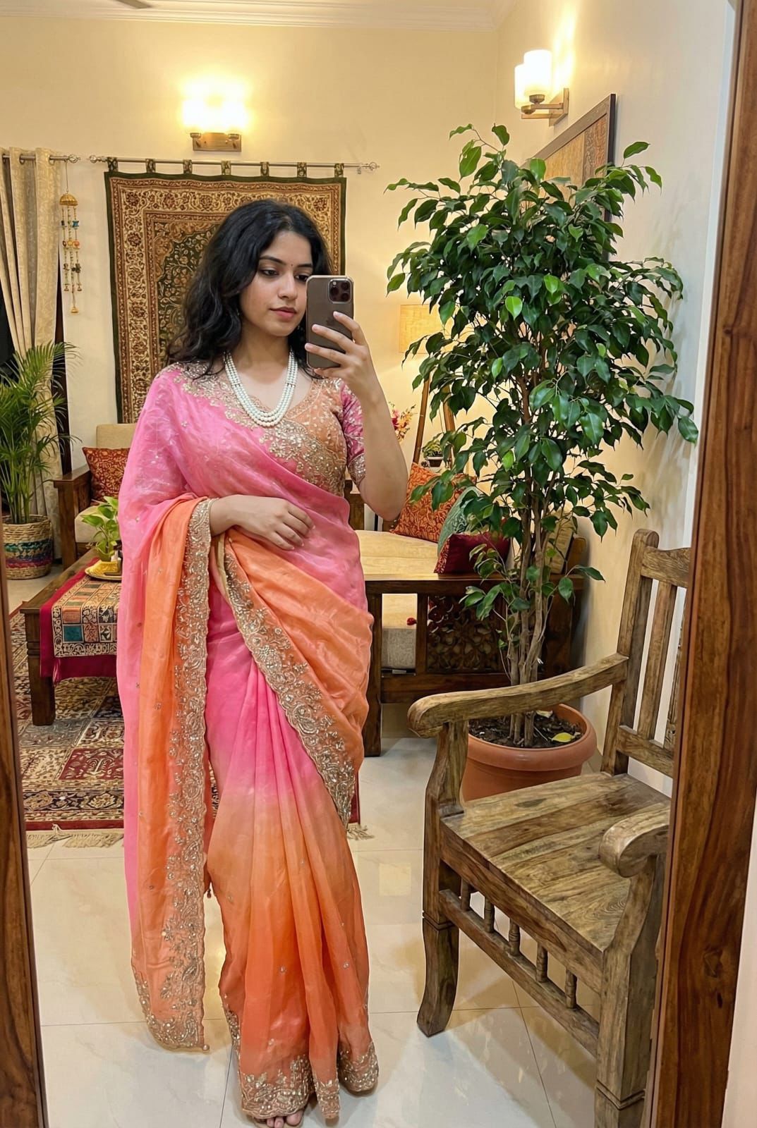 EriWaystyles Designer Saree | 2 toned color | Stitched Blouse