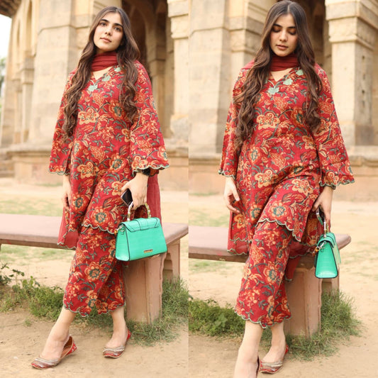 Designer Floral Cotton Suits | 3Pcs Set |
