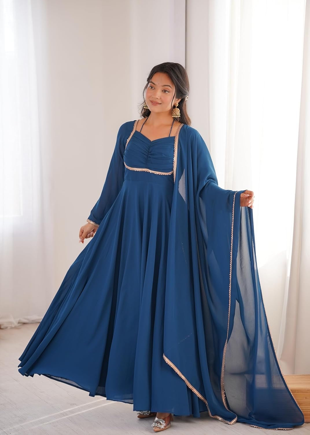 A Beautiful Anarkali Gown Suit || Flair Anarkali Dress || 3 PCs Set ||