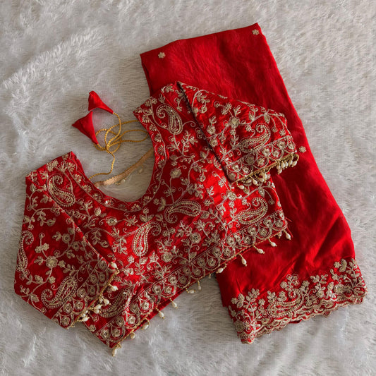 Designer silk saree| Stitches Blouse