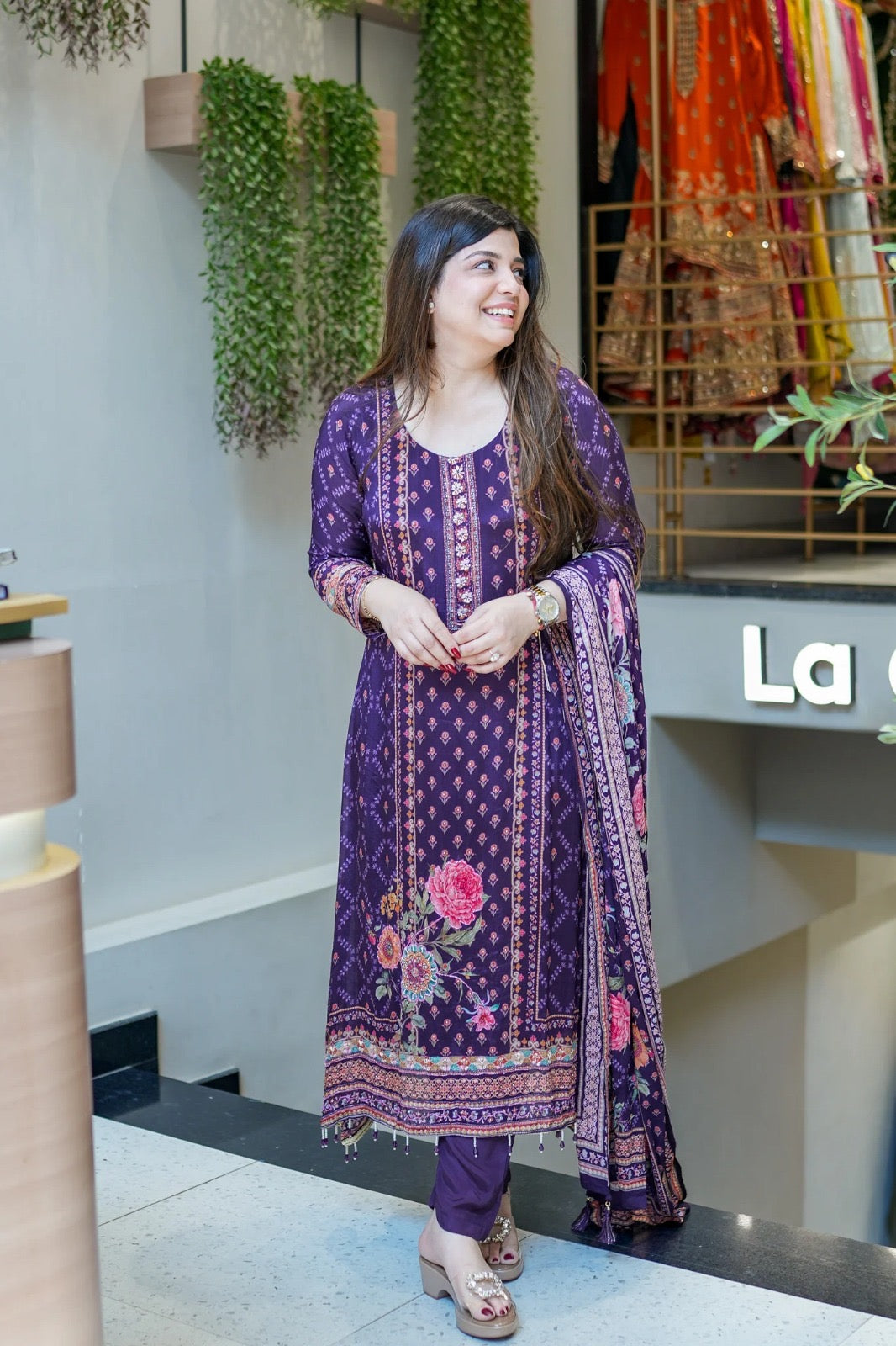 EriWaystyles Premium Floral Print Suit || Embroidery Mirror Work ||