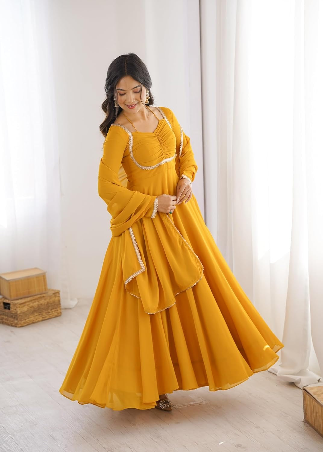 A Beautiful Anarkali Gown Suit || Flair Anarkali Dress || 3 PCs Set ||