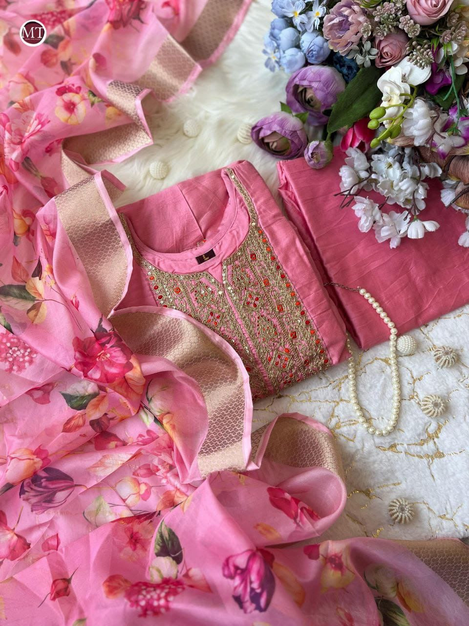 Festive Anarkali Suit | 3Pcs Set | long Flair Set |