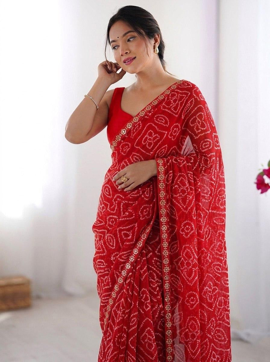 Elegant Georgette Saree | Un-Stitched Blouse