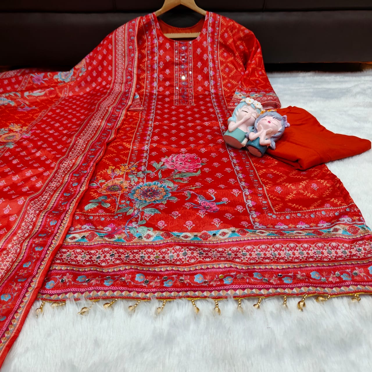 EriWaystyles Premium Floral Print Suit || Embroidery Mirror Work ||