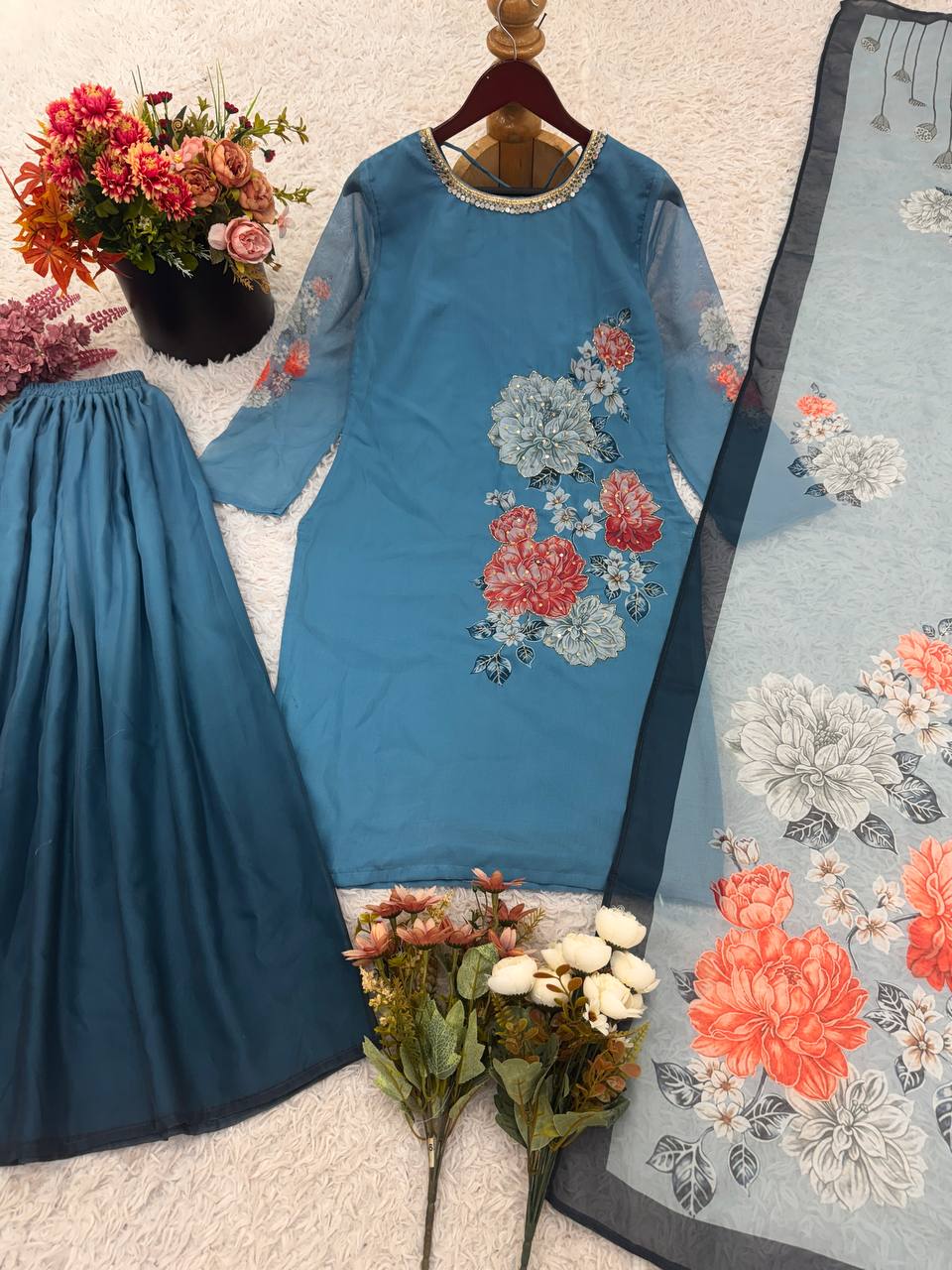 Elegant sharara plazo style set | 3Pcs Set |