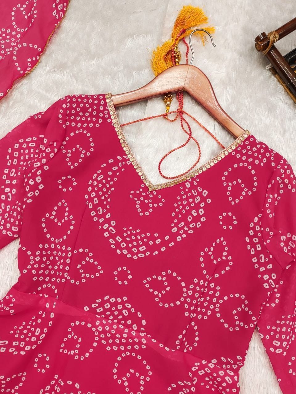 Elegant Bandani Print Anarkali Suit || Anarkali style | 3Pcs Set |
