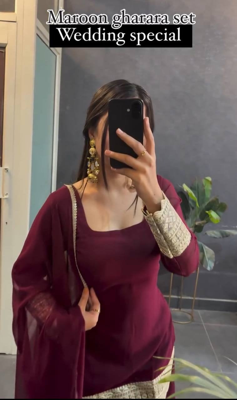 Designer party wear Plazzo Set | 3Pcs Set |