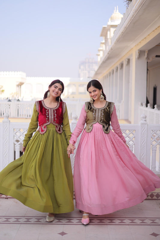 Beautiful Readymade Gown || Gown style || 2 PCs Set ||