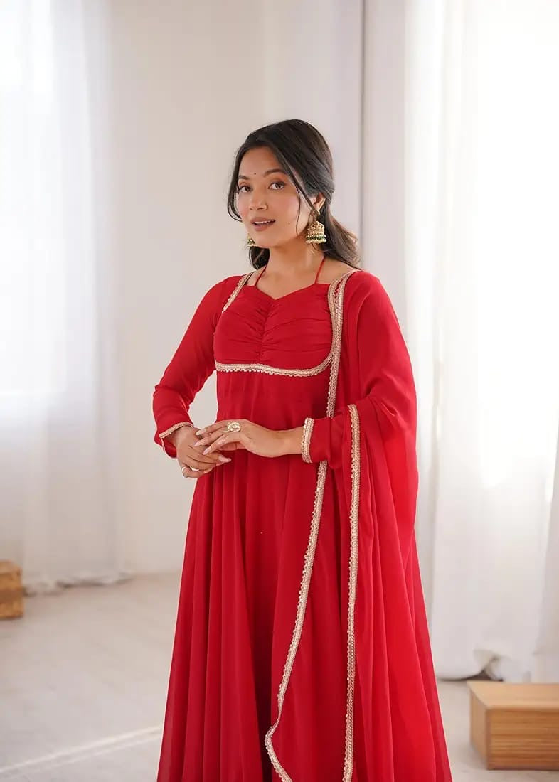 A Beautiful Anarkali Gown Suit || Flair Anarkali Dress || 3 PCs Set ||