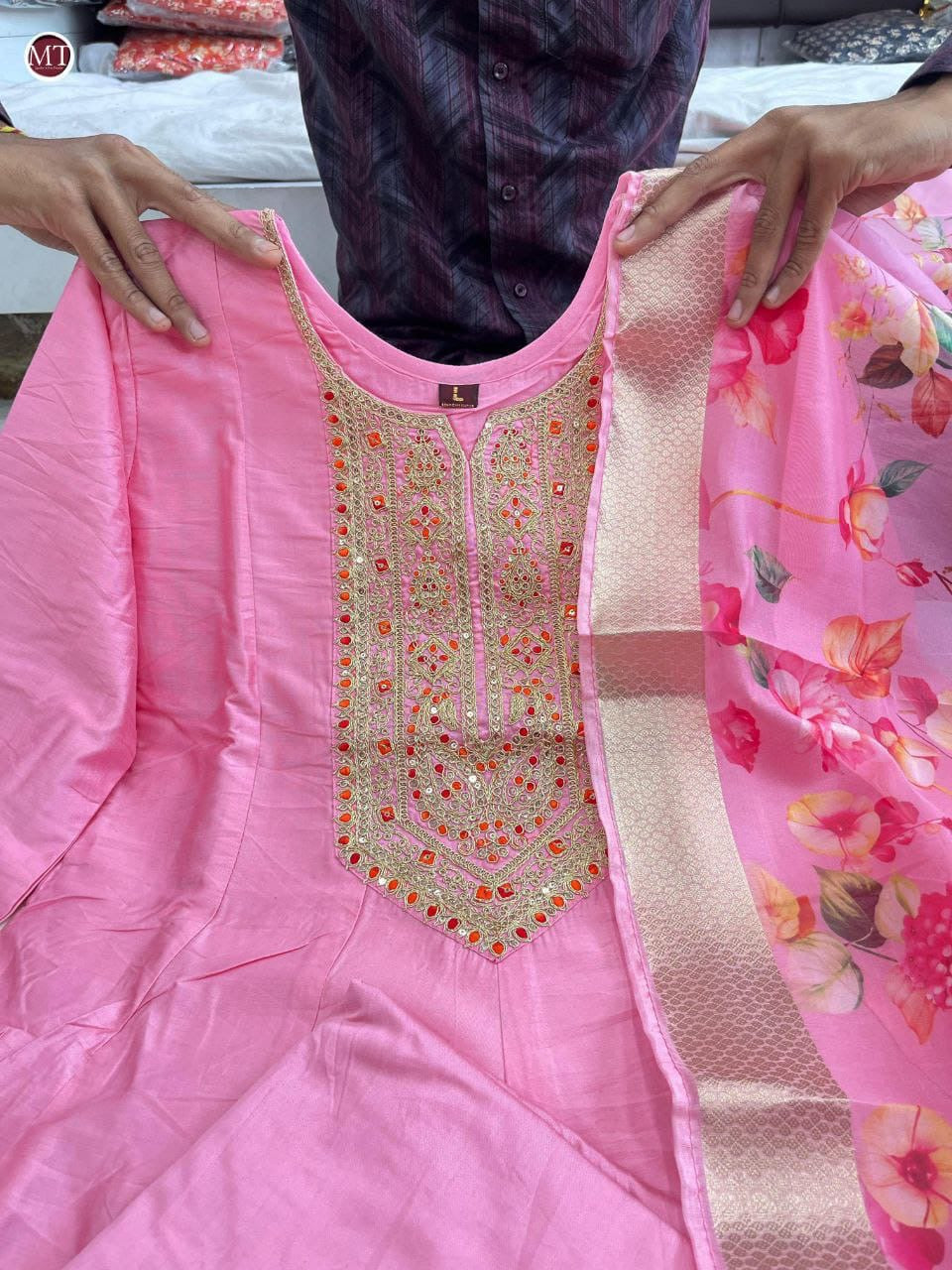 Festive Anarkali Suit | 3Pcs Set | long Flair Set |