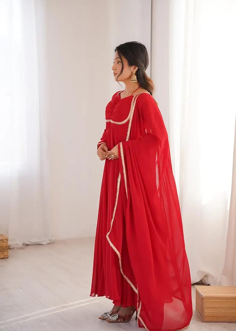 A Beautiful Anarkali Gown Suit || Flair Anarkali Dress || 3 PCs Set ||