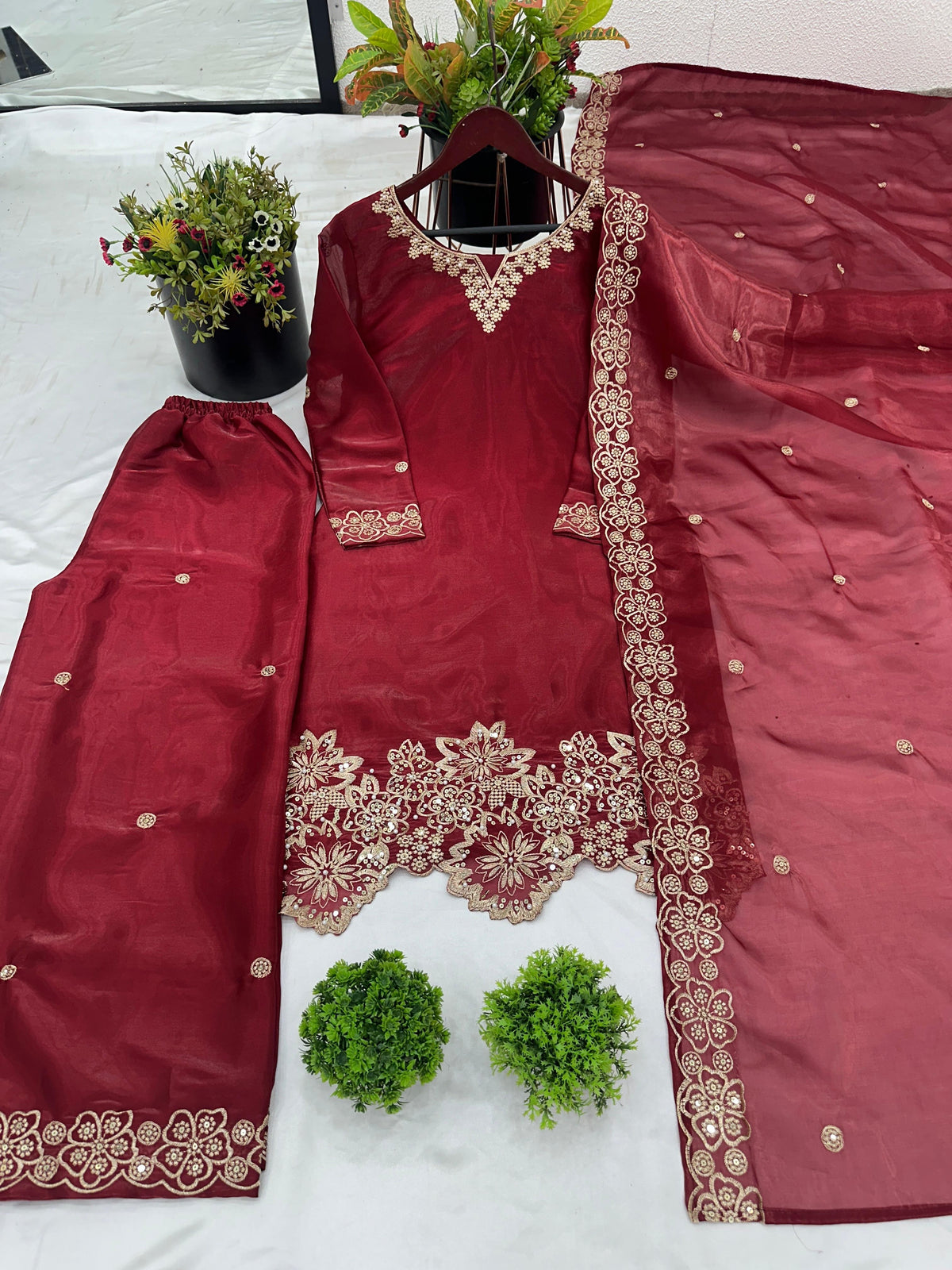 Beautiful Designer Fendy Silk Suits || 3Pcs sets ||