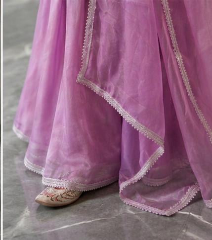 Beautiful Elegant purple Flair Plazzo Set || 3Pcs Set ||