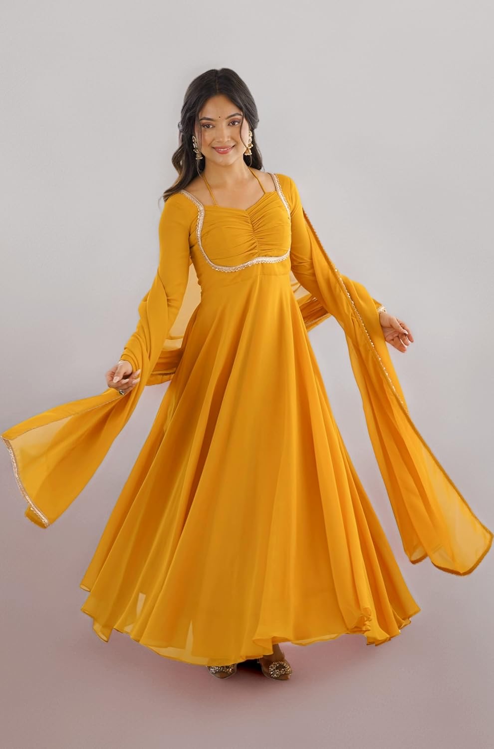 A Beautiful Anarkali Gown Suit || Flair Anarkali Dress || 3 PCs Set ||