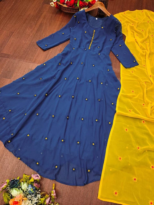 Elegant Anarkali Set| 2Pcs Set | long Gown |