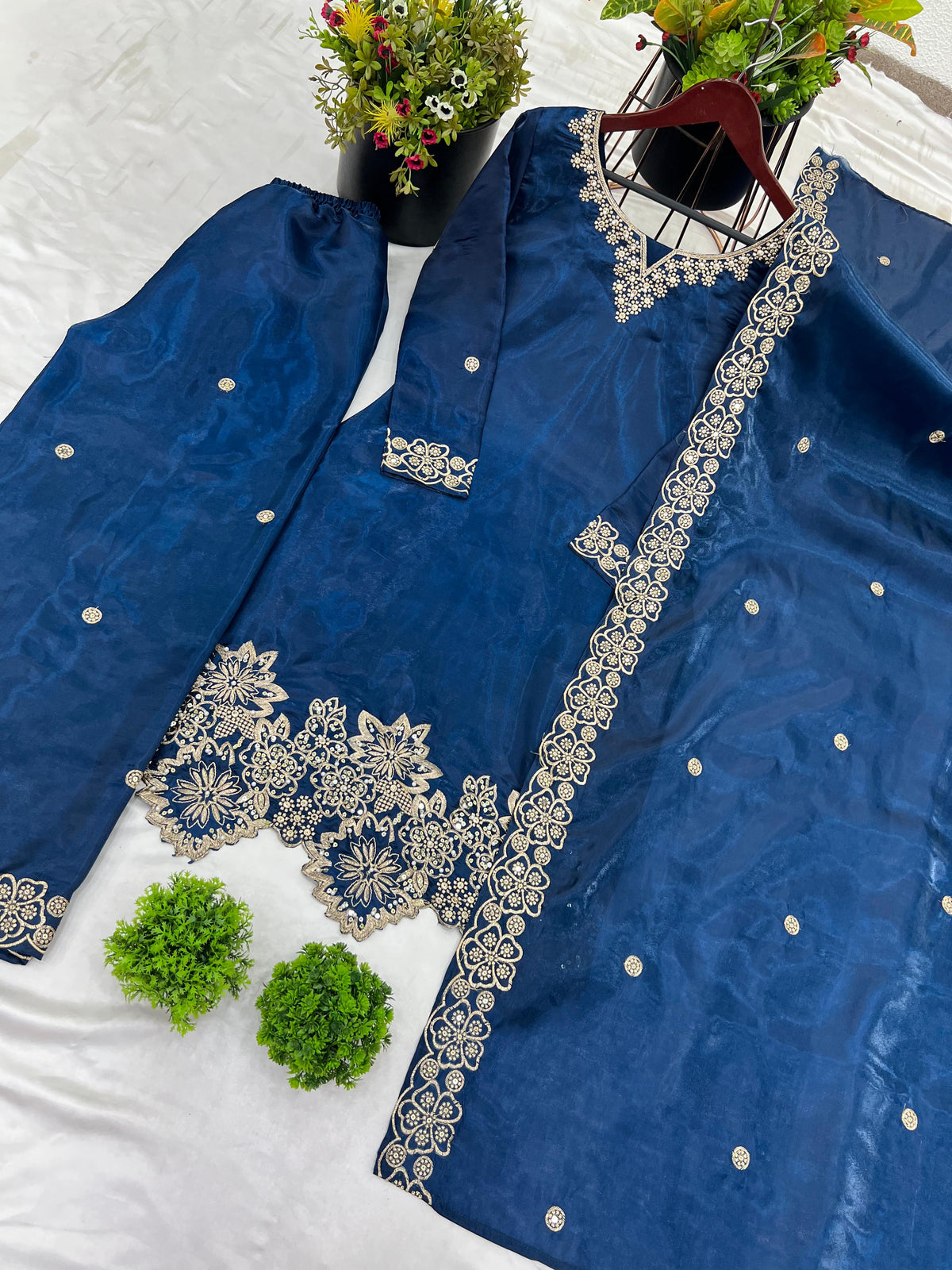 Beautiful Designer Fendy Silk Suits || 3Pcs sets ||