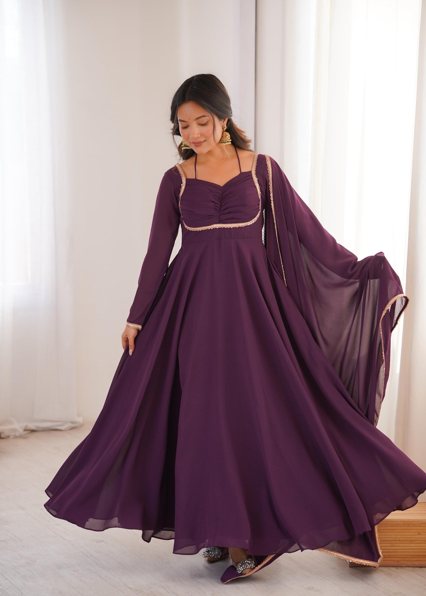 EriWaystyles Presenting Anarkali Style || Anarkali style Suit || Wine Color ||