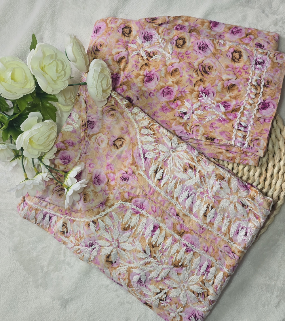 Elegant Chikankari Kurti with Pant Set.