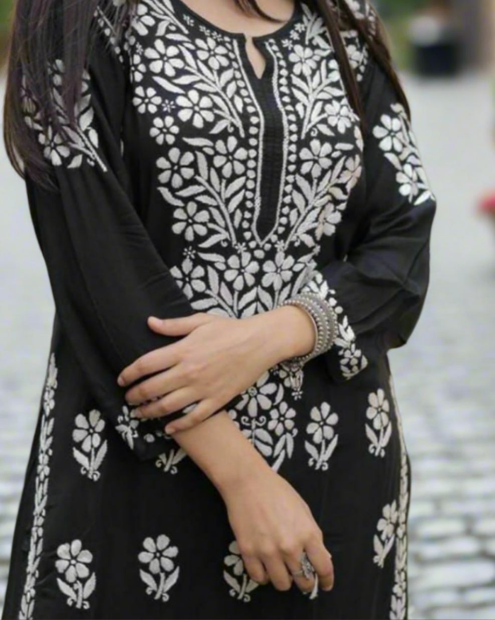 Elegant Chikankari Kurti with Pant Set.