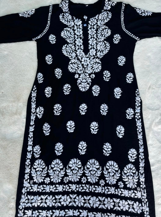 Chikankari long kurti |Elegant Embroidery |
