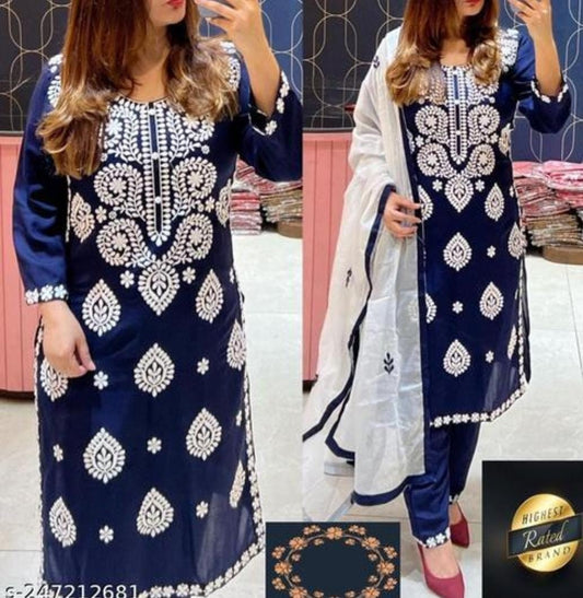 Beautiful Embroidery Suits || Rayon Fabric || 3Pcs ||