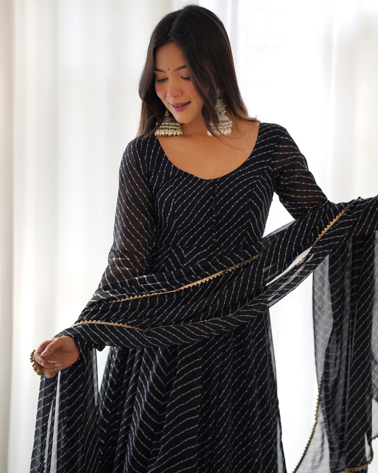 Beautiful Georgette Flair Anarkali Set | 3Pcs Set |